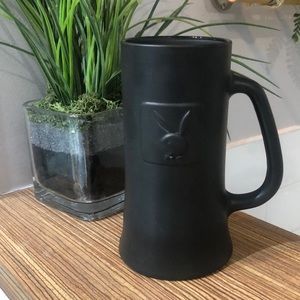 Vintage Black Matte Frosted Playboy Bunny Tall Handled Beer Mug